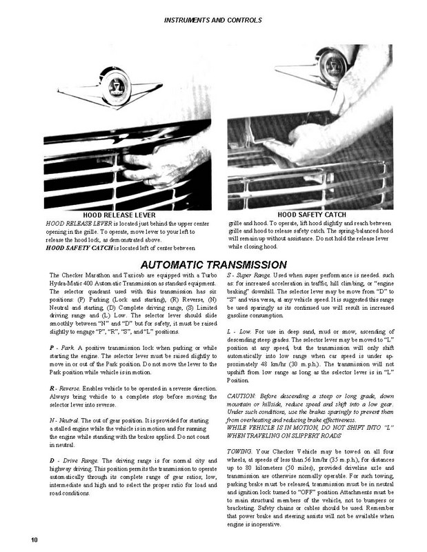 1982 Checker Owners Manual Page 8